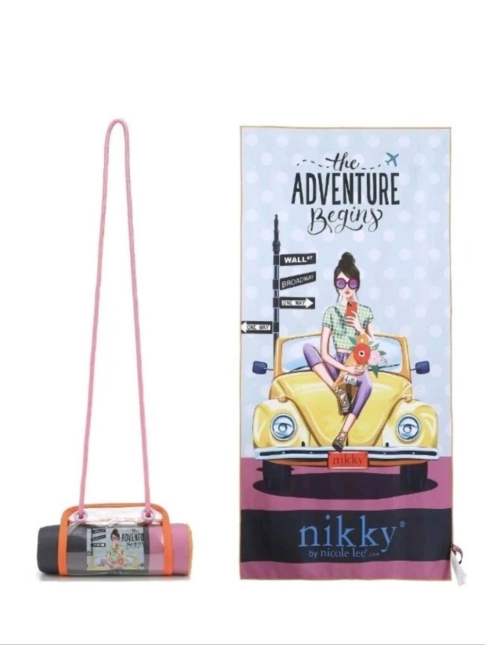 Nikky Nicole Lee Beach Towel with Crossbody Carry Bag 64x30 NWT